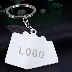 Portachiavi creativo in metallo poker royal flush con finitura spazzolata e logo