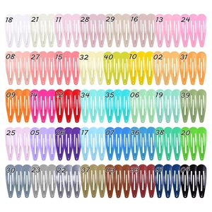 Detailed grid showing 40 vibrant colors of teardrop metal BB hair clips for girls