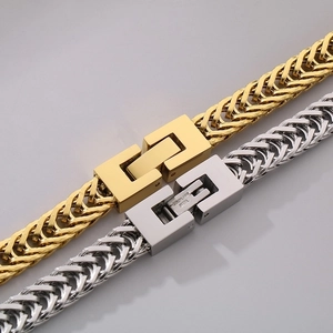 Braided hiphop cuban link chain necklaces in gold and silver stainless steel finish