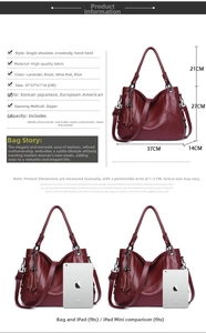 Detailed interior of a large burgundy leather tote bag with pockets and smooth zippers