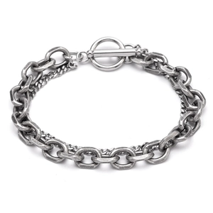 Layered Chain Bracelet Stainless Steel OT Toggle Clasp Hip Hop Punk Vintage Jewelry For Men