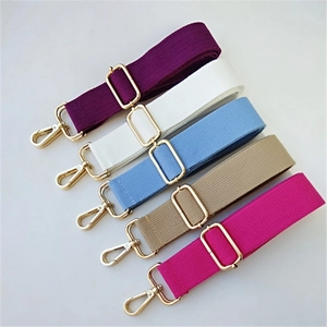 Adjustable Cotton Canvas Bag Strap With Alloy Buckles Solid Color Replacement Belt For Women Crossbody Shoulder Bag Accessory