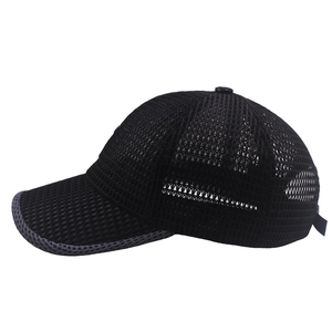 Casquette de baseball d'été en maille noire pour homme avec bordure grise respirante