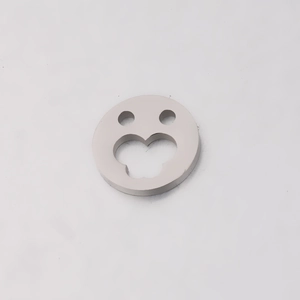 Polished titanium steel smiley face charm with hollow butterfly and double-hole design