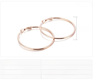 Détail de créoles en acier inoxydable or rose de 49mm avec spécifications de poids indiquées