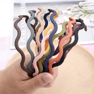Matte wavy non-slip headbands set in assorted Morandi colors with inner grip teeth