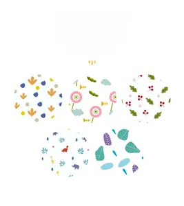 Detail showing five different waterproof PEVA printed patterns for storage bags