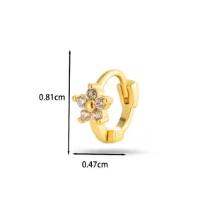 Detailed dimension guide showing 0.81cm height and 0.47cm width of the zircon ear cuff