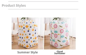 Detail view of cylindrical PEVA quilt storage bags with drawstring and floral patterns