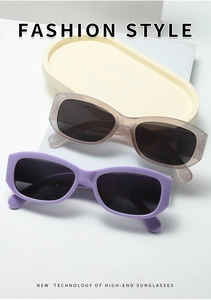 Retro-Sonnenbrille mit dickem Oval-Rahmen in Taupe und Lavendel auf weißem Hintergrund