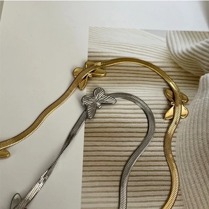 Polished titanium steel butterfly blade snake chain necklace in gold and silver finish