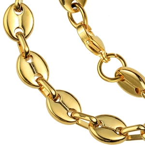 Minimalist gold-plated stainless steel coffee bean chain bracelet with lobster clasp closure