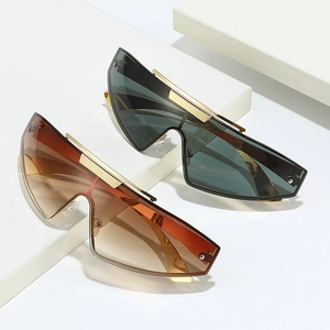 Futuristic Punk Sunglasses Metal Rimless Shield Wrap Around UV400 For Cycling Outdoor Sports Men Women Fashion