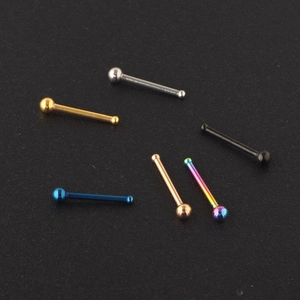 Surgical stainless steel nose studs set in six metallic colors with ball head design