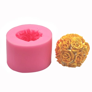 Stampo in silicone a bouquet di rose 3D rosa per candele, saponi e decorazioni torte