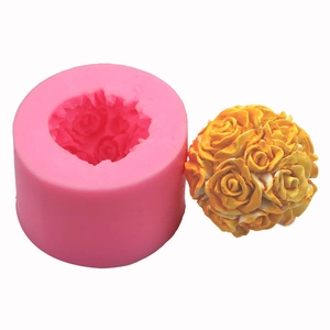 Stampo in silicone per bouquet di rose 3D con sfera di fiori per candele, saponi e dolci