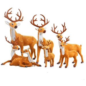 Lot de 6 figurines de rennes de Noël en diverses poses pour décoration de vitrine