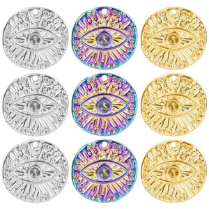 Evil Eye Runder Anhänger Halskette Edelstahl Vakuum Beschichtet Minimalistischer Schutzschmuck Für Frauen Mädchen Boho Stil