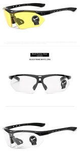 Detail of black sports safety glasses with clear impact-resistant lenses and soft nose pads
