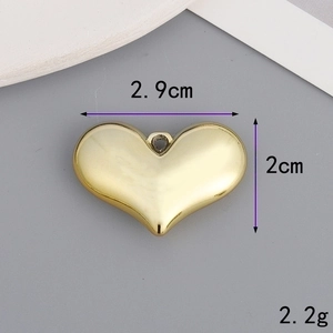 UV gold plated heart charm accessory for pendants, size 2.9x2cm, weight 2.2g