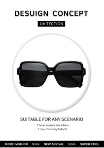 Detail of oversized black square sunglasses frame with metallic dot stud accents