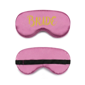 Rosa Satin-Schlafmaske mit goldenem Bride-Schriftzug und verstellbarem schwarzem Band