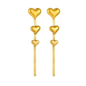 Elegant gold heart long chain tassel earrings made of high-quality titanium steel