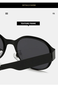 Macro detail of matte black sunglass frame showing thick temples and clear nose pads