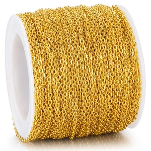 Bulk spool of vacuum-plated golden stainless steel cross chain for DIY jewelry making