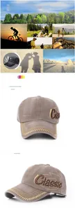 Vue détaillée de la casquette vintage avec broderie Classic et coutures jaunes sur la visière