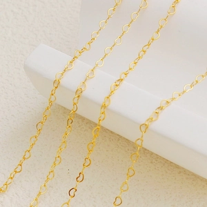 Detailed 14K gold filled heart link chain for DIY jewelry making and necklaces