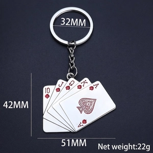 Portachiavi creativo in metallo Poker Royal Flush con design da Asso a Dieci e dimensioni