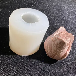 Tulip flower bud silicone mold for DIY resin crafts and clay sculpture with petal texture