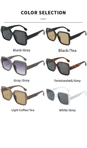 Showcase of six stylish oversized square sunglasses in various colors with textured temples