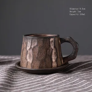 Service à café vintage en céramique bronze avec texture émaillée métallique 310ml
