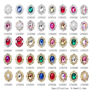 Charmes D'Art D'Ongles Ovales En Alliage Strass Verre Fausse Künstliche Perle Dos Plat 3D Décorations D'Ongles Style Japonais Rétro