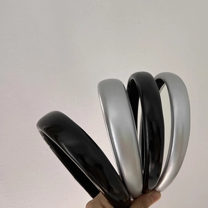 PU Leather Padded Headband Vintage Solid Color High Top Hairband Simple Non-slip Women Daily Face Wash Styling Accessory