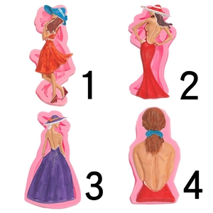 Elegant Lady Figure Silicone Mold 3D Woman Evening Dress For DIY Fondant Chocolate Cake Resin Clay Soap Craft