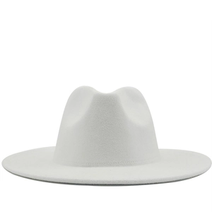 Classic white wool felt fedora hat with minimalist jazz style design for adults