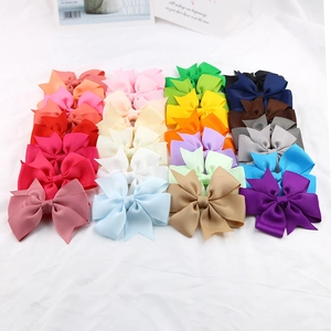 Colorful grosgrain ribbon bow hair clips set for babies and girls in various bright colors