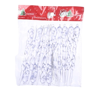 12-pack transparent spiral icicle ornaments for Christmas tree hanging decoration