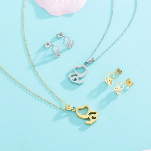 Bijoux À Motif Animal Creux Collier Et Boucles D'Oreilles Acier Inoxydable Mignon Minimaliste Mode Femmes