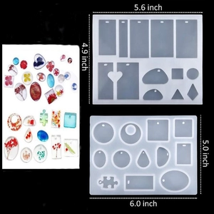 Silicone resin molds for jewelry pendants with rectangle and geometric shapes