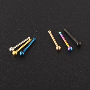 Set of 6 surgical steel nose studs in multi-color finishes with ball top design
