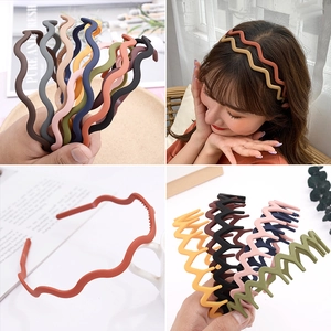 Wavy Zigzag Headband Matte Plastic Resin Non-slip Hair Hoop Solid Color Morandi Minimalist Women Hair Accessories