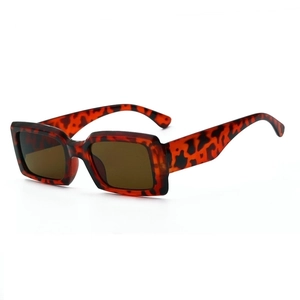 Classic rectangle tortoiseshell sunglasses with dark brown lenses for a vintage style look