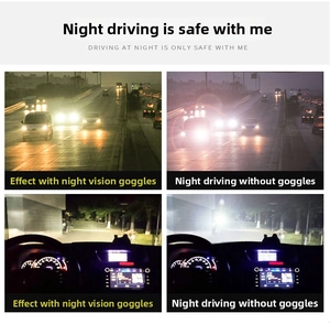 Comparison showing nighttime vision enhancement and anti-glare effects for driving sunglasses