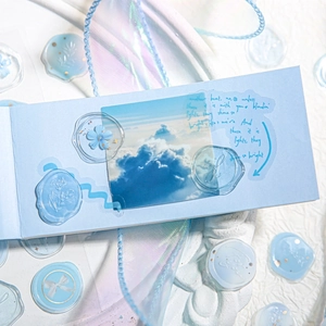 Blue glitter wax seal stickers with gold foil for DIY journals and envelope sealing
