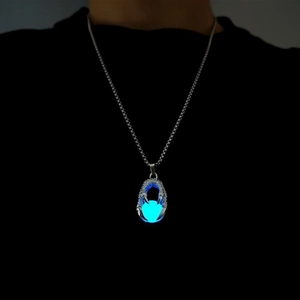Men Luminous Dragon Claw Pendant Necklace Stainless Steel Chain Glow In The Dark Jewelry Punk Hip Hop Style