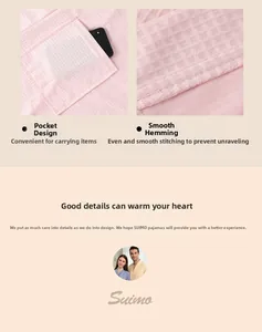 Detail of pink waffle fabric texture featuring functional pocket and neat stitching